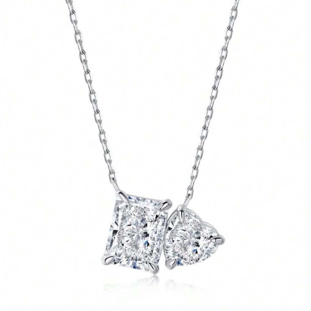 Rectangular and heart stone necklace